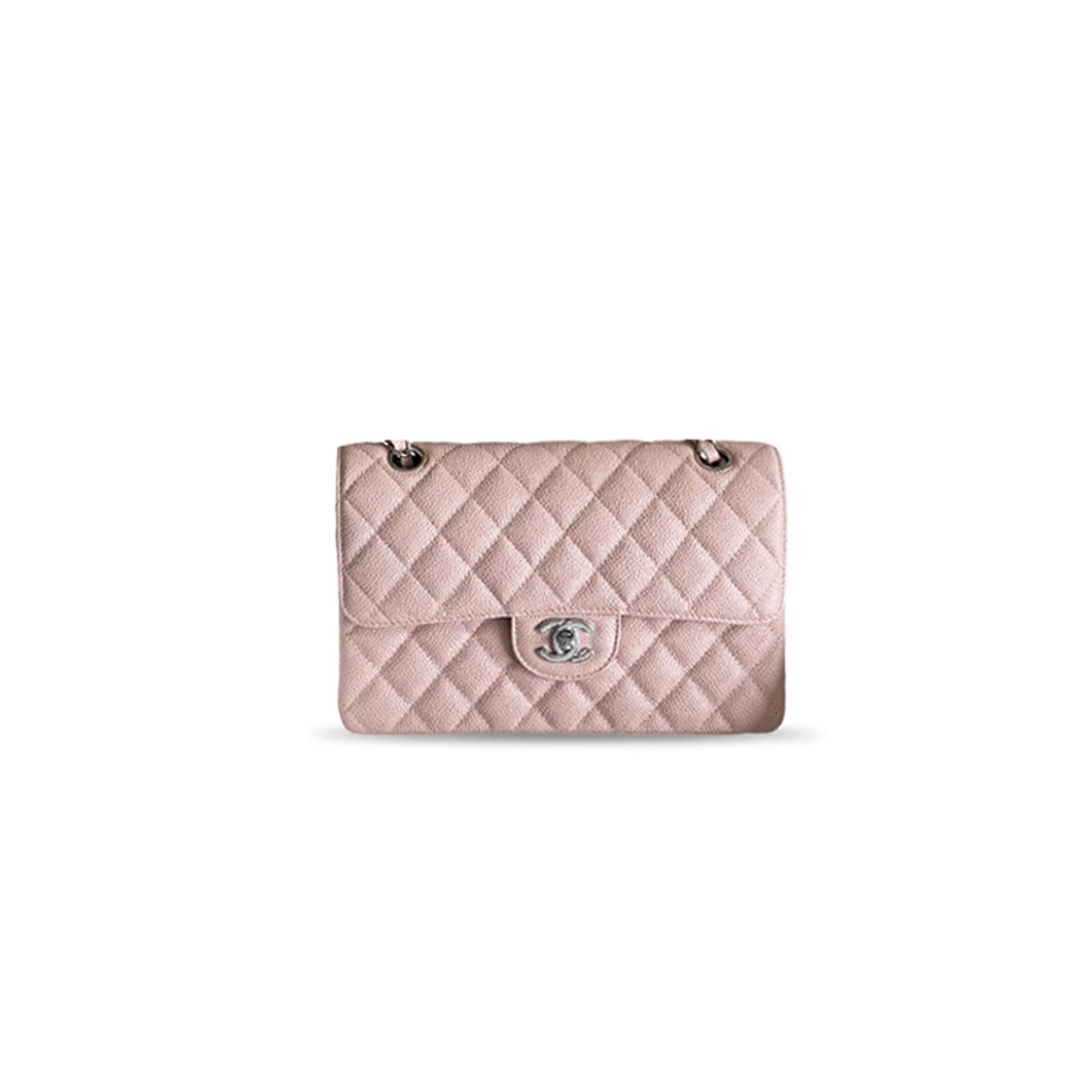 CHANEL TIMELESS CLASSIC CLOUD PINK CAVIAR SMALL SILVER-TONE A01113 (23*14.5*6cm)